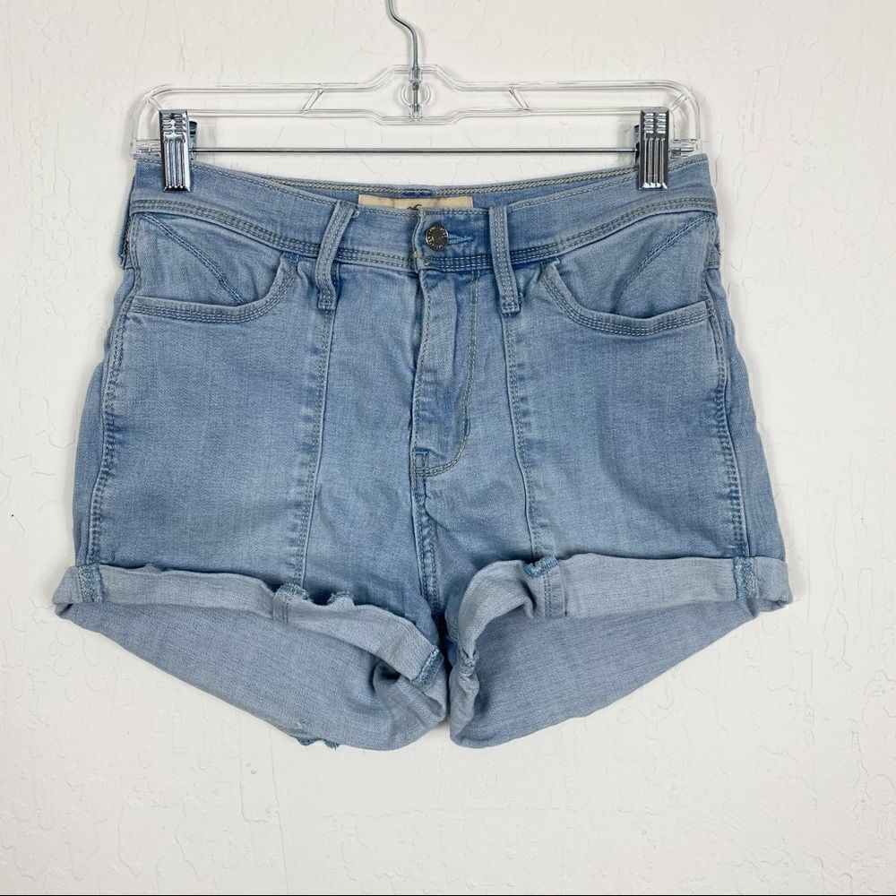 Hollister Light Wash High Rise Jean Shorts